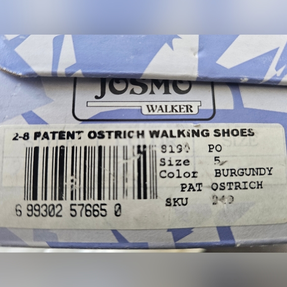 JOSMO WALKER Patent Ostrich Walking Shoes Size: 5 toddler Color: Burgundy - Picture 10 of 10